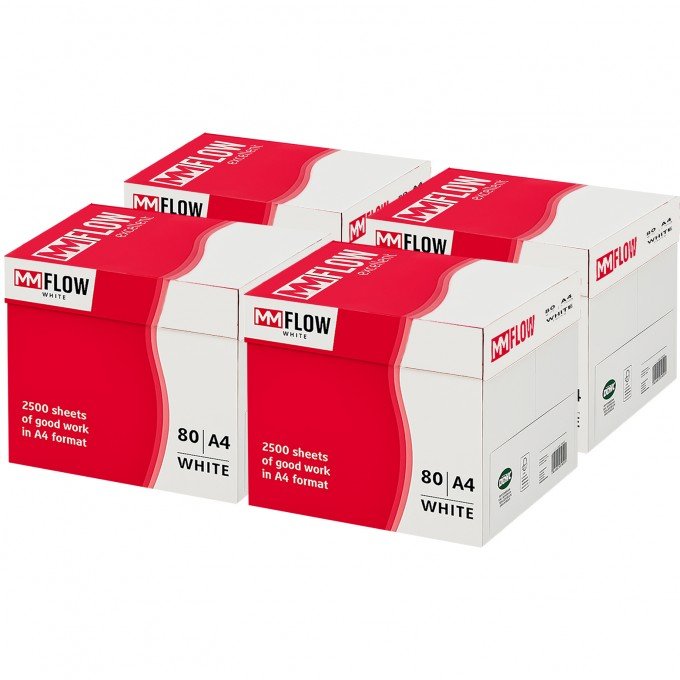 Carta A4 80 gr MM FLOW EXCELLENT- 20 Risme Per Stampante, Ufficio, Fotocopie, Multiuso - Bianca