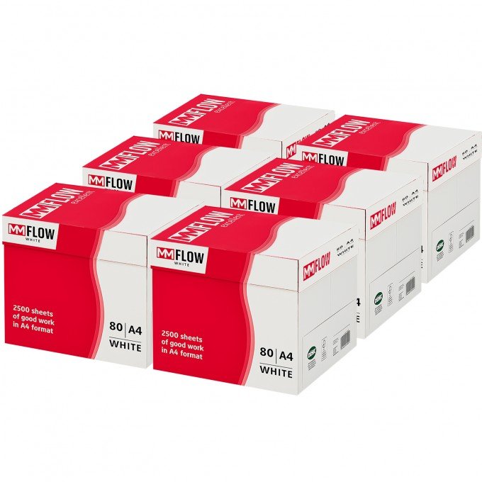 Carta A4 80 gr MM FLOW EXCELLENT - 30 Risme Per Stampante, Ufficio, Fotocopie, Multiuso - Bianca