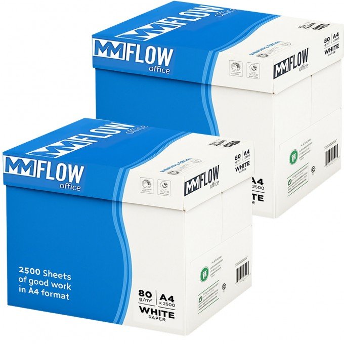 Carta A4 80 gr MM FLOW OFFICE - 10 Risme Per Stampante, Ufficio, Fotocopie, Multiuso - Bianca