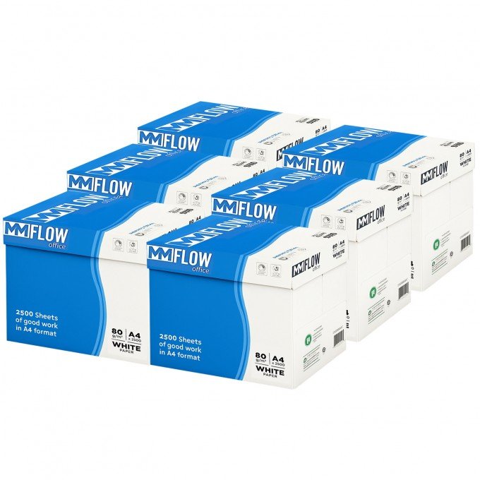 Carta A4 80 gr MM FLOW OFFICE - 30 Risme Per Stampante, Ufficio, Fotocopie, Multiuso - Bianca