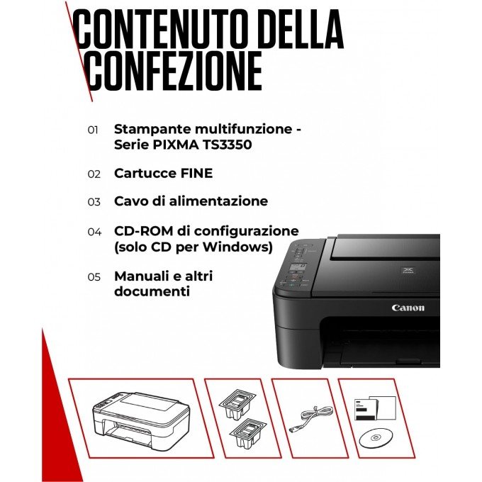 Stampante Multifunzione Canon PIXMA TS 3350 – Wi-Fi, Stampa, Scansione e Copia Stampante Multifunzione Canon PIXMA TS 3350 – Wi-Fi, Stampa, Scansione e Copia