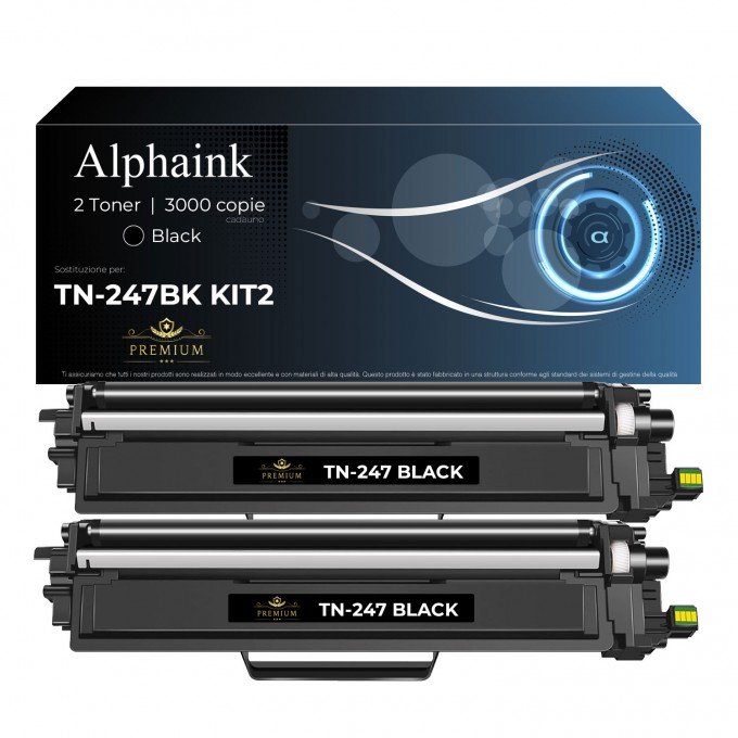 2 Toner Brother TN-247-BK Nero  CON CHIP Compatibile