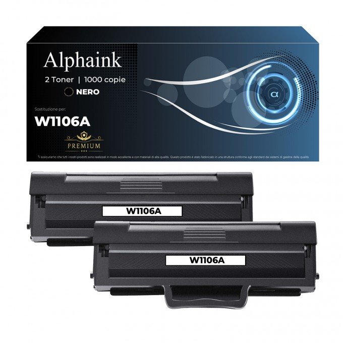 2 Toner HP W1106A 106A Nero CON CHIP Compatibile