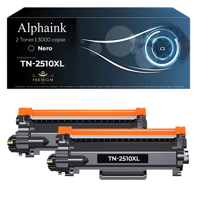 2 Toner Brother TN-2510XL Nero CON CHIP Compatibile