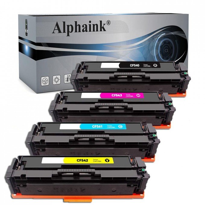 4 Toner HP CF540-3X 203X Nero + Colore Compatibili