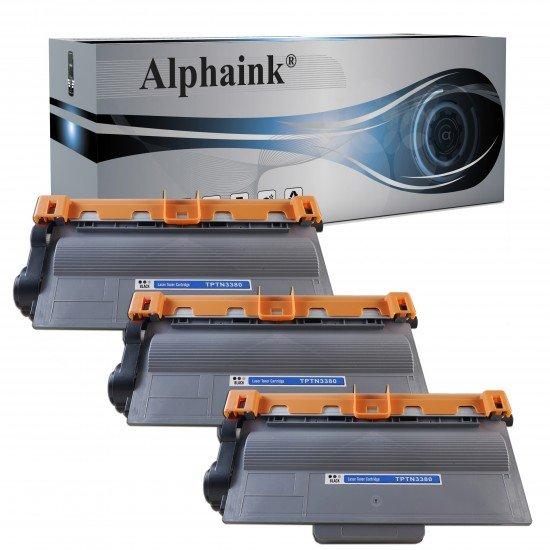 3 Toner per Brother TN-3380 Nero prodotto Alphaink Compatibile