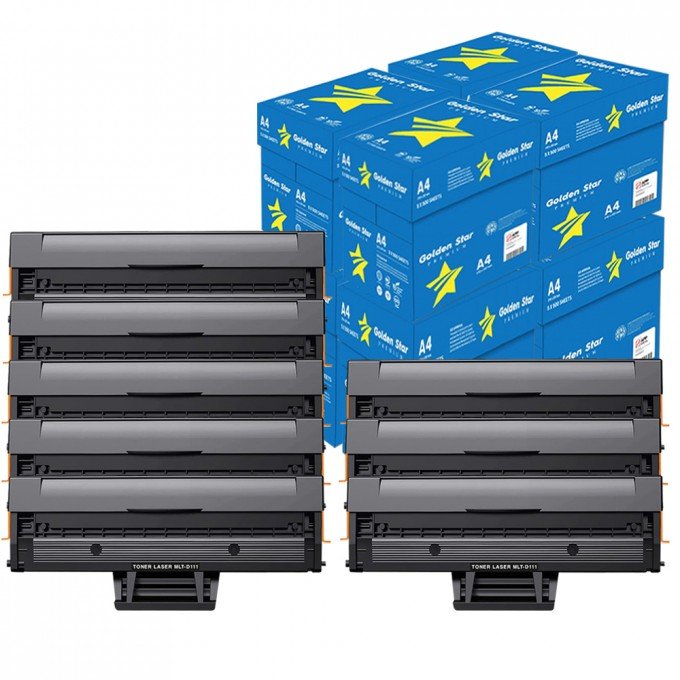 40 Risme di carta A4 + 8 Toner Samsung MLT-D111L SU799A Nero Compatibile