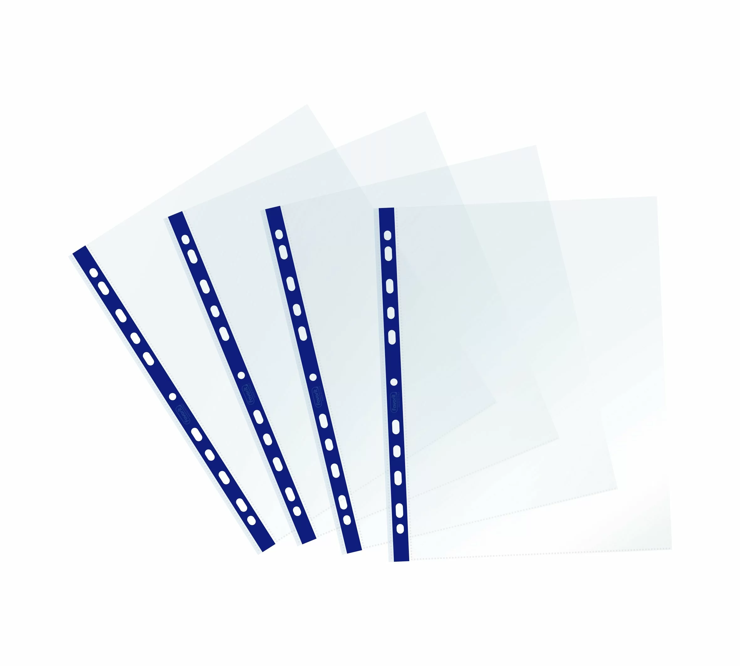 Favorit Buste Perforate, Lucide, Alto Spessore, 22 x 30 cm, 25 Pezzi,  Trasparenti con Banda Colorata Blu