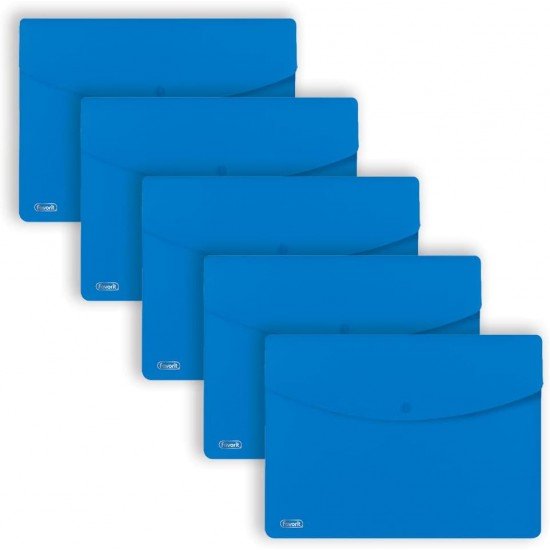 FAVORIT Buste con Bottone Sprint, A4, Polipropilene, Opaco, Confezione da 5 pezzi - Azzurro