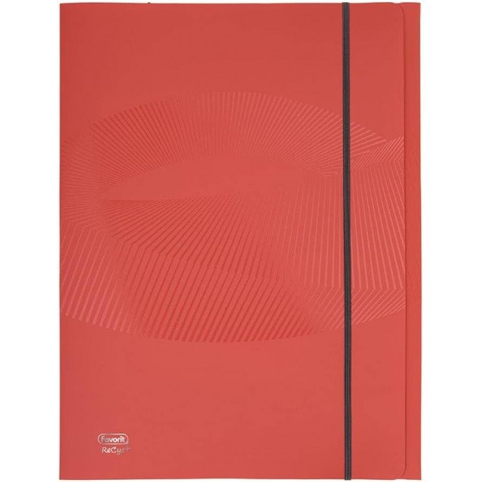 Favorit Cartella 3 Lembi con Elastico Osmose, 24 x 33 Cm, Dorso 0-1 Cm, Polipropilene Opaco Riciclato, Certificazione Blu Angel, Rosso