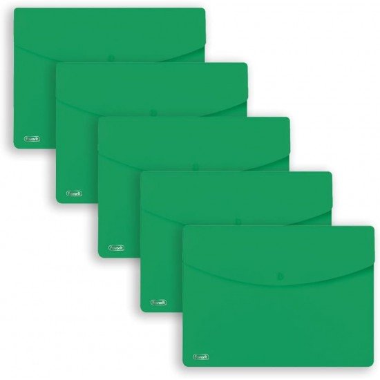 FAVORIT Buste con Bottone Sprint, A4, Polipropilene, Opaco, Confezione da 5 pezzi - Verde