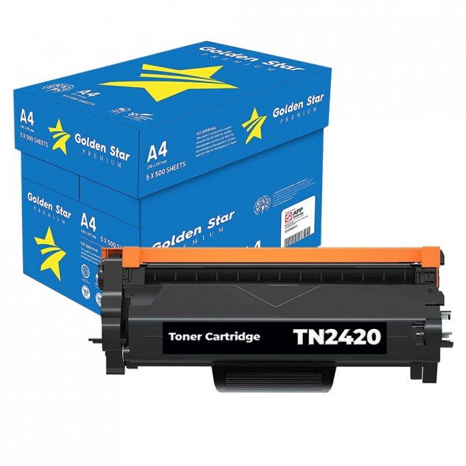 5 Risme di carta A4 + 1 Toner Brother TN-2420