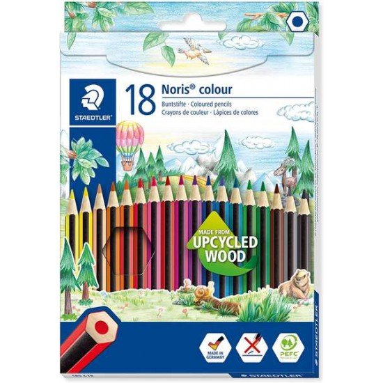 Staedtler Noris Color 185 Confezione da 18 matite colorate esagonali - Resistenza alla rottura - Colori assortiti