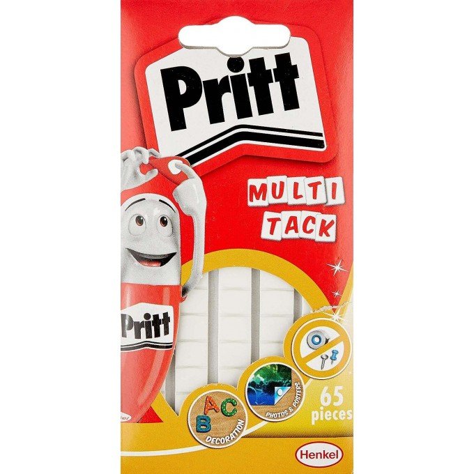 Confezione multitack Pritt da 65 pezzi di mastice adesivo bianco - forte pulito e rimovibile