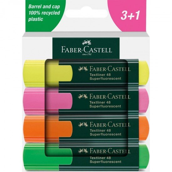Faber Castell Set Evidenziatori TL48 - Confezione da 4