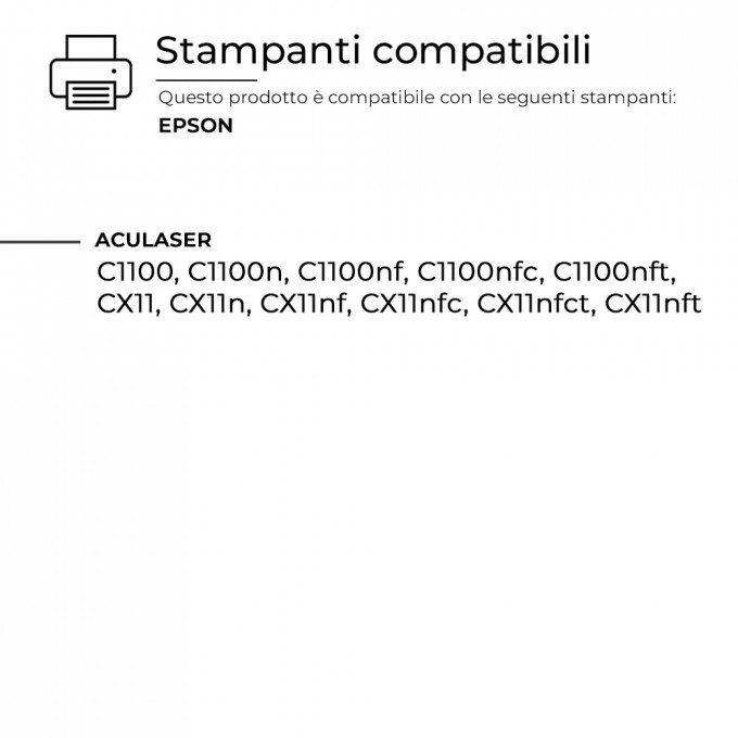 Toner Epson Aculaser C1100-BK C13S050190 Nero Compatibile