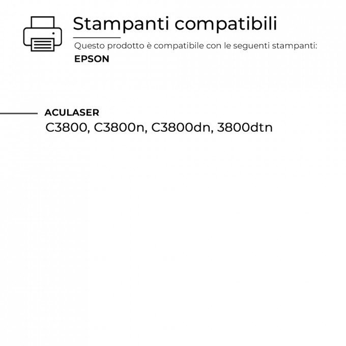 Toner Epson C3800-BK S051127 Nero Compatibile