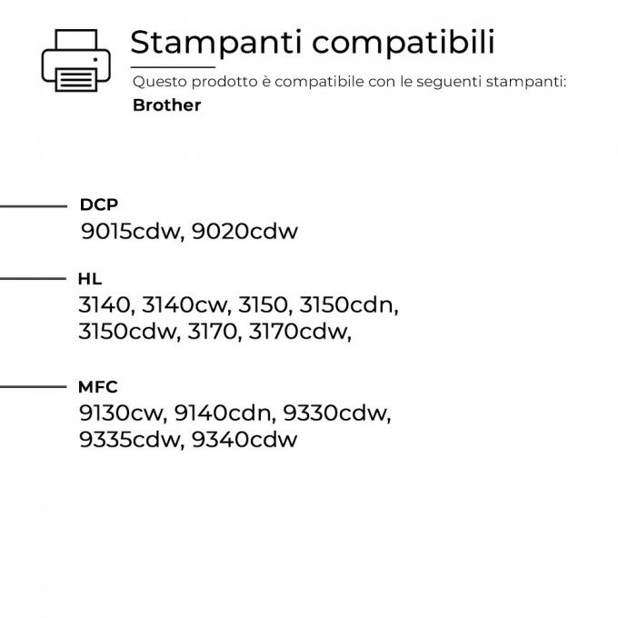 Tamburo Drum Brother DR-241 DR-245-BK Nero Compatibile