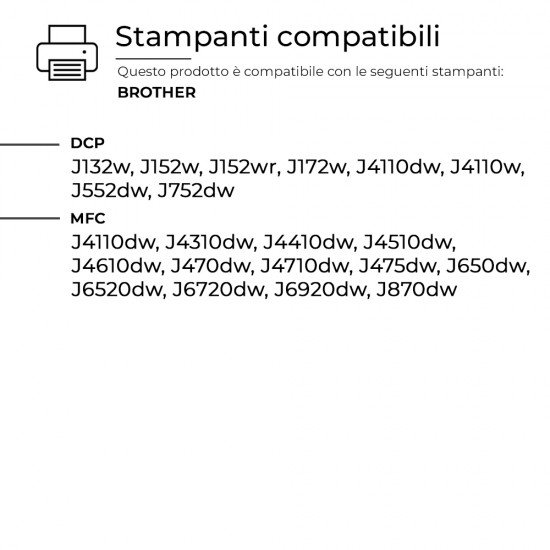 10 Cartucce Brother LC123 LC121 Nero + Colore Compatibili