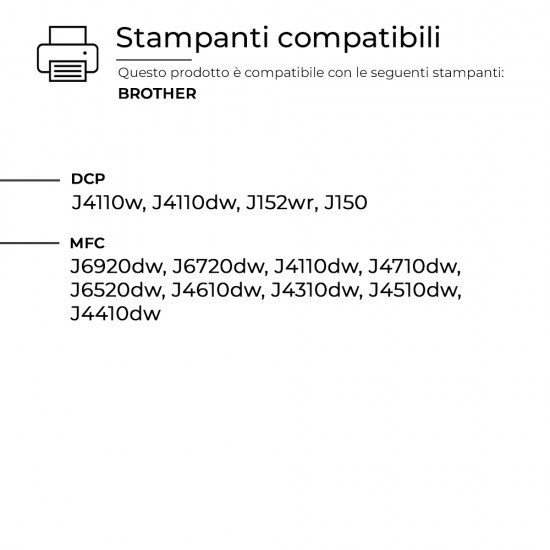 10 Cartucce Brother LC127XL LC125XL Nero + Colore Compatibili