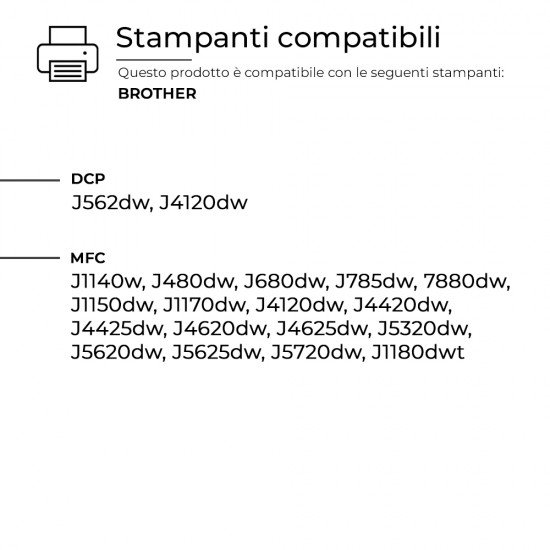 10 Cartucce Brother LC223 LC-223-BK Nero Compatibili