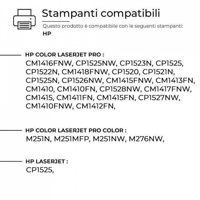 5 Toner HP CB540A-CE320-CF210X Nero + Colore Rigenerato