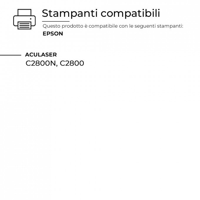 Toner Epson C2800-BK C13S051161 Nero Compatibile