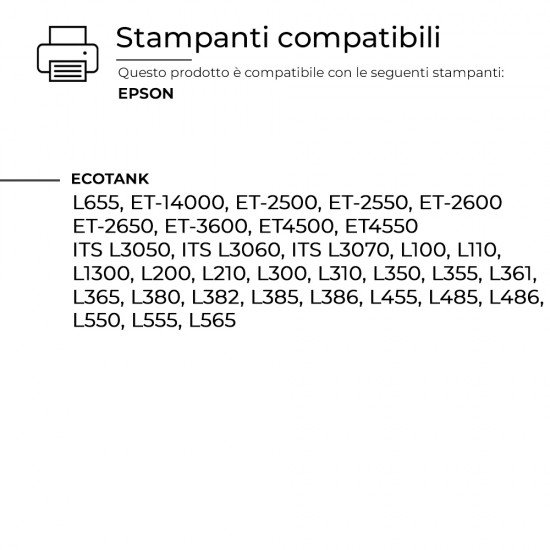 Flacone d'Inchiostro Epson EcoTank T6641 C13T664140 Nero Compatibile