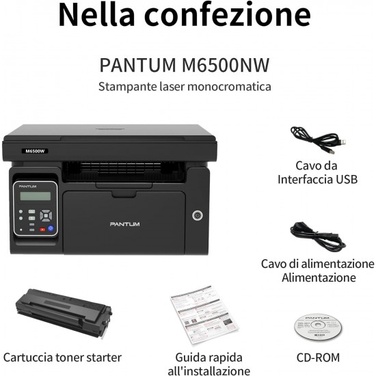 Stampante Pantum M6500W con WiFi, Scanner Piano