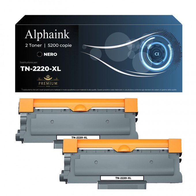 2 Toner Brother TN-2220XL TN-2010XL Nero Compatibili